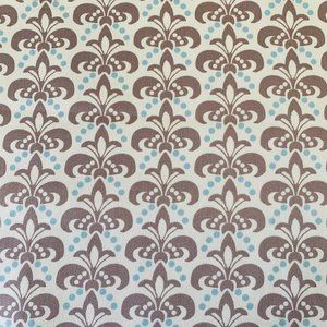 1.7 Yards Free Spirit Vicki Payne Aqua Cream & Gray Scallop Fleur De Lis Fabric